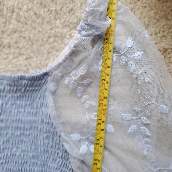 Shein light blue bodycon mesh floral long sleeve spandex dress Small - Picture 10 of 12